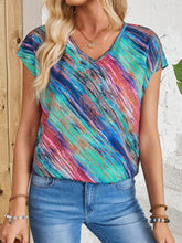 EMERY ROSE Women's Summer V-Neck Blouse With Painted Patterns